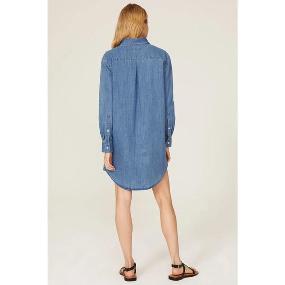 THAKOON Light Blue Wash Denim Button Up Front Mini Oversized Shirt Dress Size 4 - Picture 2 of 8